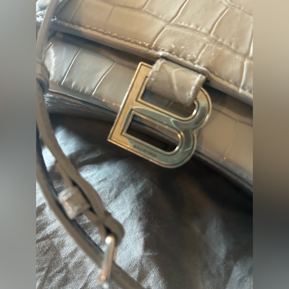 Balenciaga hourglass  Gray crocodrile Elegant Shoulder Bag small crossbody - Picture 12 of 15